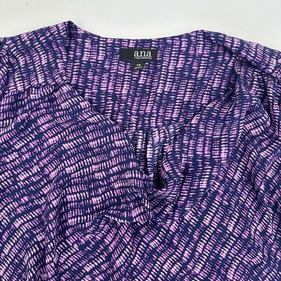 A.N.A A New Approach Purple Tie Dye Cold Shoulder Sllit Sleeves Chiffon Sz XS - Picture 5 of 13
